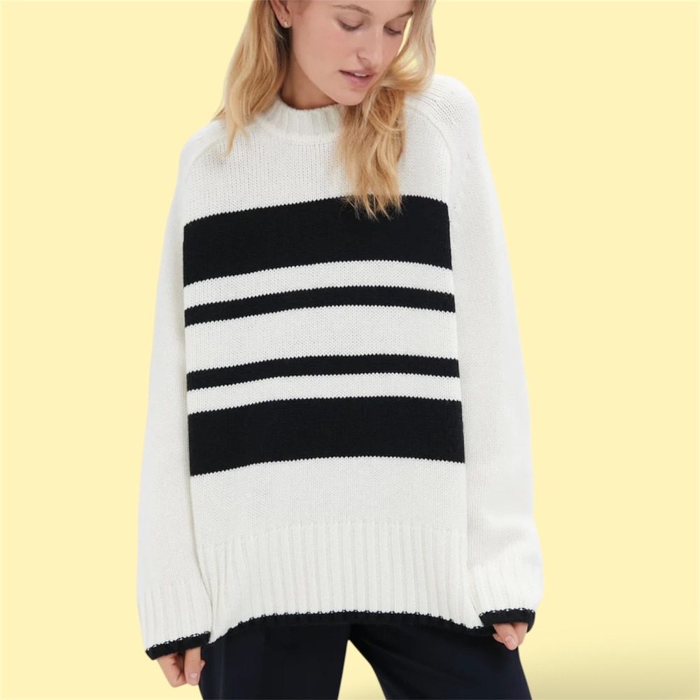 Solid & Striped Rhea Sweater Womens M Brule Noir Striped Wool Cashmere Blend